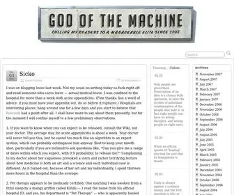 Godofthemachine.com(Culling my readers to a manageable elite since 2002) Screenshot
