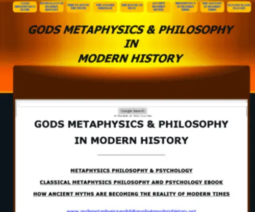 GODS METAPHYSICS AND PHILOSOPHY IN MODERN HISTORY