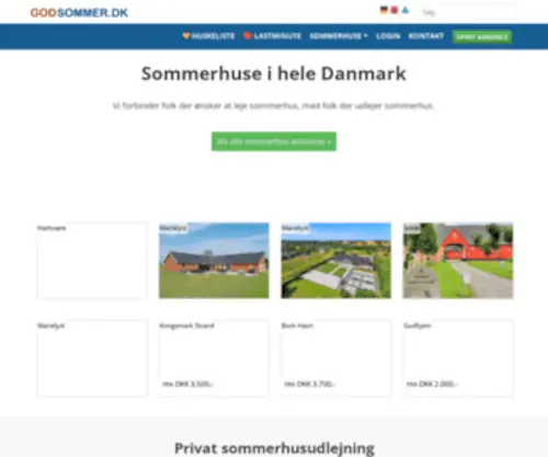 Godsommer.dk(Lej sommerhus privat eller via bureau) Screenshot