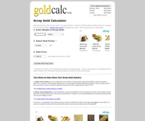Goldcalc.com(Scrap Gold Calculator (Live Gold Price)) Screenshot