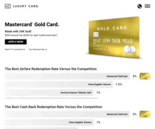 Goldcard.com(Luxury Card) Screenshot