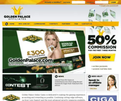 Goldenpalaceaffiliates.com(Affiliate program) Screenshot
