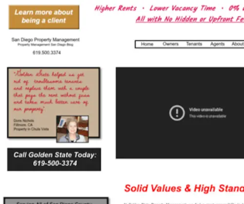 Goldenstatepm.com(San Diego Property Management by Golden State Property Management) Screenshot
