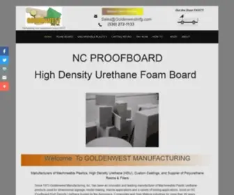 Goldenwestmfg.com(FAST CAST Casting Resin Tooling Boards Machineable Plastic Cedar Ridge California) Screenshot