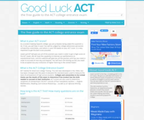 Goodluckact.com(The free guide to the ACT college entrance exam) Screenshot