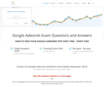Googleadwordscertificationanswers.com(Confidential Google Adwords Certification Exam Question and Answers) Screenshot