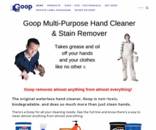 Goophandcleaner.com(Goop Hand Cleaner and All Goop Cleaning Products) Screenshot