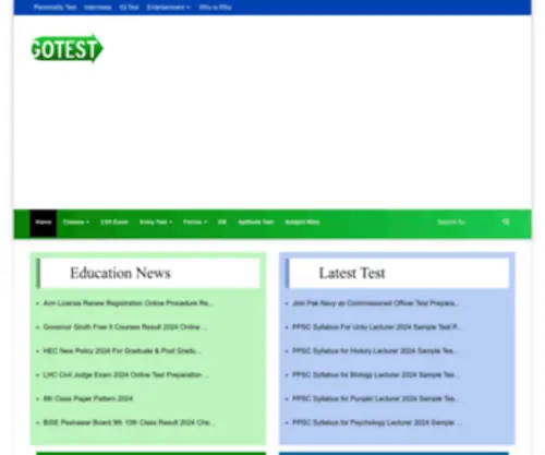 Gotest.com.pk(Pakistan Online Test 9thNTS PPSC Forces GK Prep) Screenshot