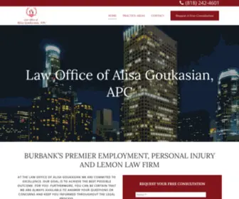 Goukasianlaw.com(Lemon Law Attorney Burbank) Screenshot