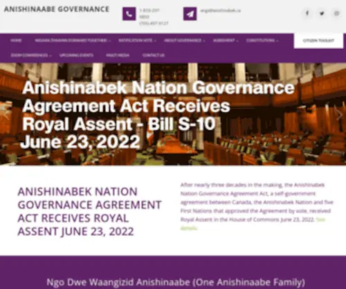 Governancevote.ca(Anishinabek Nation Governance Agreement) Screenshot