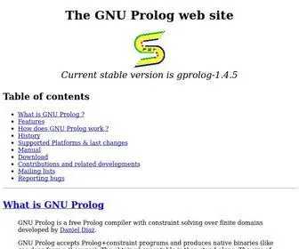 Gprolog.org(The GNU Prolog web site) Screenshot