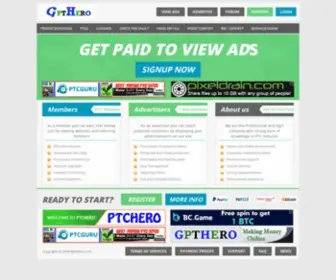 GPthero.com(Get Paid To View Ads) Screenshot