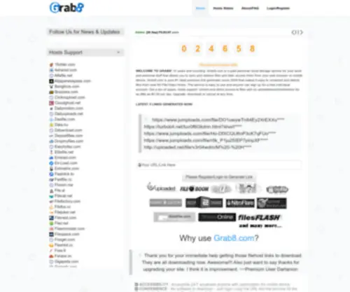 Grab8.com(Fast free cbox leech and premium link generator service) Screenshot