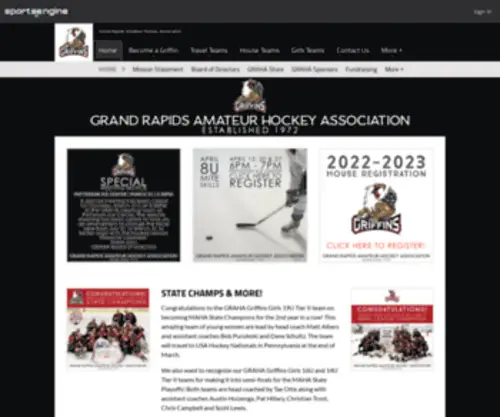 Graha.org(Grand Rapids Amateur Hockey Association) Screenshot