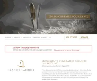 Granitelacroix.com(Manufacturier de Monuments funéraires) Screenshot