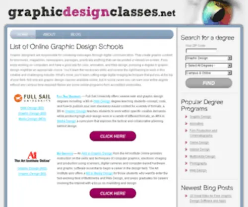 GraphiCDesignclasses.net(Graphic design trade schools & training programs in your area. Learn about studying graphic design) Screenshot