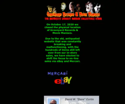 Graveyardrecords.com(Graveyard Records & Movie Maniacs) Screenshot
