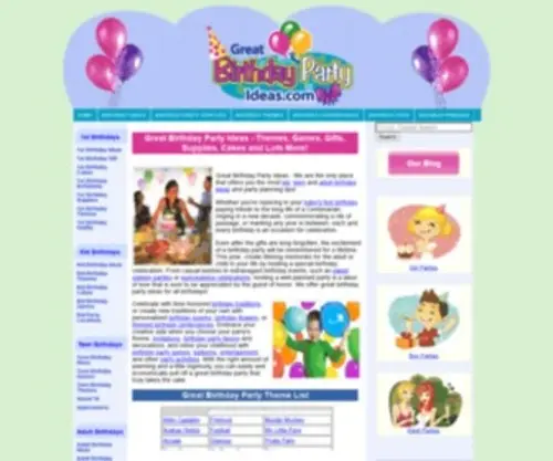 Great-Birthday-Party-Ideas.com(Birthday Party Ideas) Screenshot