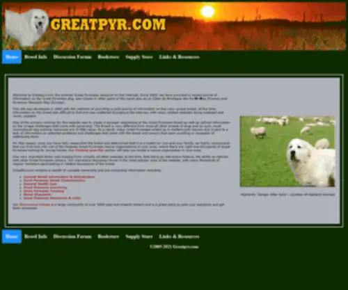 Greatpyr.com(Great Pyrenees Resource) Screenshot