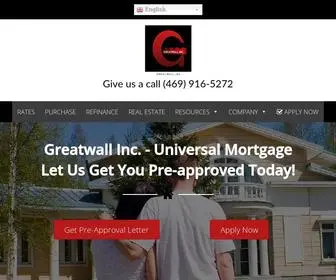 Greatwallmortgage.com(Plano TX Home Loans) Screenshot