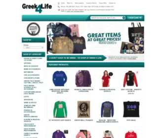 Greek4Life.com(Greek Paraphernalia for Sororities and Fraternities) Screenshot