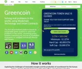 Greencointoken.com((GNC) ICO) Screenshot