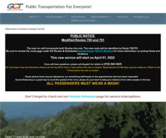 Greenecountytransit.com(Greene County NY Public Transportation Home Page. Hello and welcome to Greene County Transit's (GCT)) Screenshot