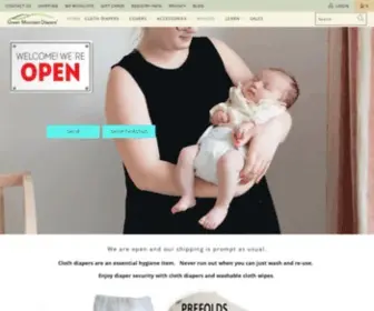 Greenmountaindiapers.com(Cloth diapers for baby featuring organic and reusable natural diapers) Screenshot