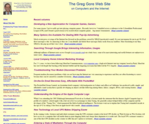 Greggore.com(The Greg Gore Web Site on Computers and the Internet) Screenshot