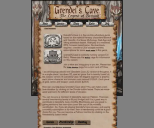 Grendelscave.com(Grendel's Cave) Screenshot