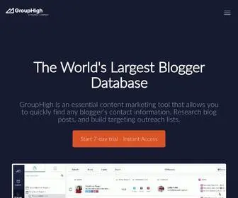 Grouphigh.com(Marketing Software for Blog Outreach & Influencer Marketing) Screenshot