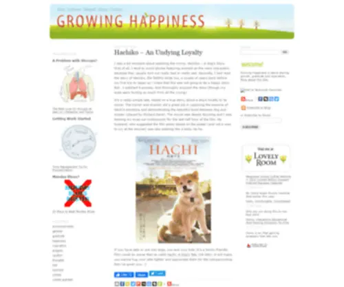 Growinghappiness.com(A blog about using positive thinking (and a little ingenuity)) Screenshot