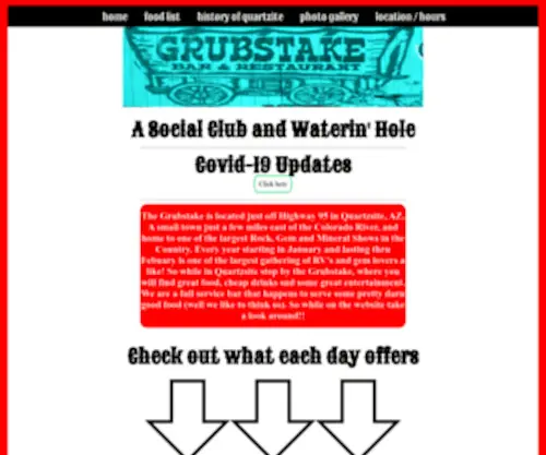 Grubstakeaz.com(Grubstake Social Club and Waterin' Hole) Screenshot