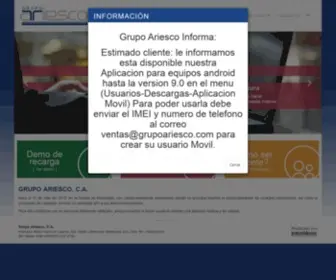 Grupoariesco.com.ve(Recargas Electronicas) Screenshot