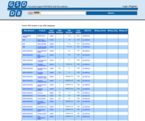 GSD-DB.com(Largest PROFIBUS GSD (General Station Description)) Screenshot