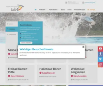 GSW-Freizeit.de(Schwimmbad, Sauna & Freibad | GSW Kamen/Bönen/Bergkamen) Screenshot