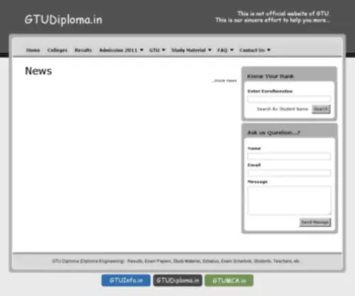 Gtudiploma.in(Gujarat Technological University) Screenshot