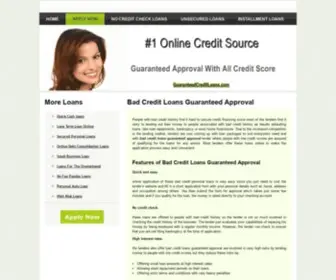 Guaranteedcreditloans.com(Unsecured Bad Credit Loans Guaranteed Approval Online) Screenshot