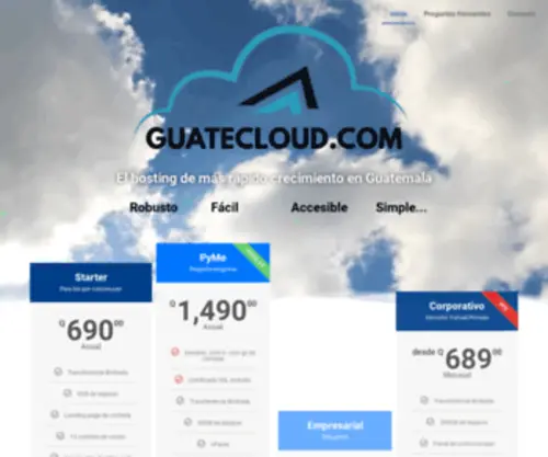 Guatecloud.com(GuateCloud Hosting profesional en Guatemala) Screenshot