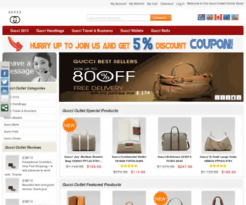 Guccioutletonshop.com(Gucci Outlet Online Shop Offer Cheap Gucci Bags) Screenshot