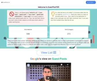 Guestpost123.com(The Most Completed Guest Post List) Screenshot