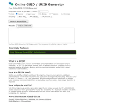 Guidgenerator.com(Free Online GUID Generator) Screenshot