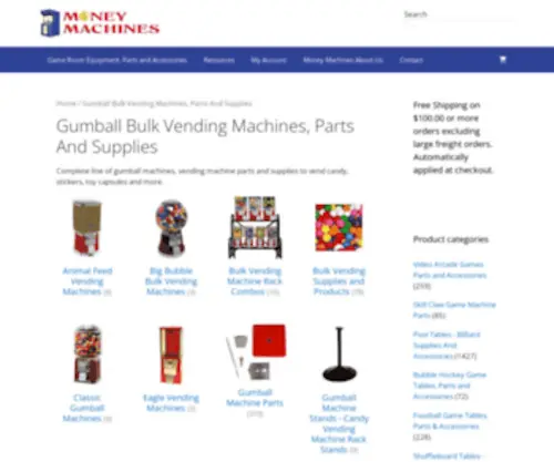 Gumballmachinesdirect.com(Gumball Machine and Bulk Vending Supplies) Screenshot