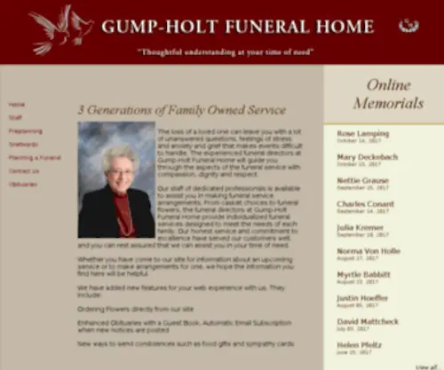 Gumpholtfuneralhome.com(Gump Holt Funeral Home) Screenshot