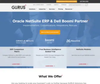 Gurussolutions.com(GURUS Solutions Oracle NetSuite ERP & Dell Boomi Certified Partners) Screenshot