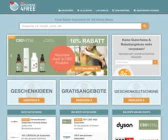 Gutscheine4Free.at(Gutscheincodes, Gutscheine & Rabattangebote für Online-Shops in Österreich) Screenshot