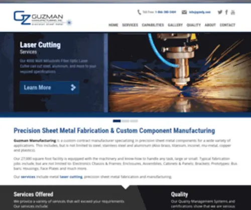 Gzmetal.com(Guzman Manufacturing) Screenshot