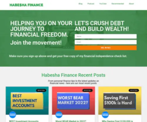Habeshafinance.com(Crush Debt and Build Wealth) Screenshot