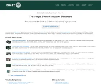 Hackerboards.com(The largest online database and comparison tool for single board computers (SBCs)) Screenshot