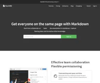 Hackmd.io(Collaborative Markdown Knowledge Base) Screenshot